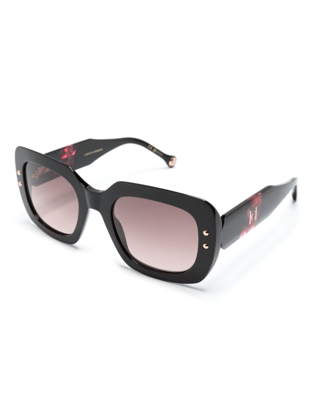 Shop Carolina Herrera Colour-block Square-frame Sunglasses In Black