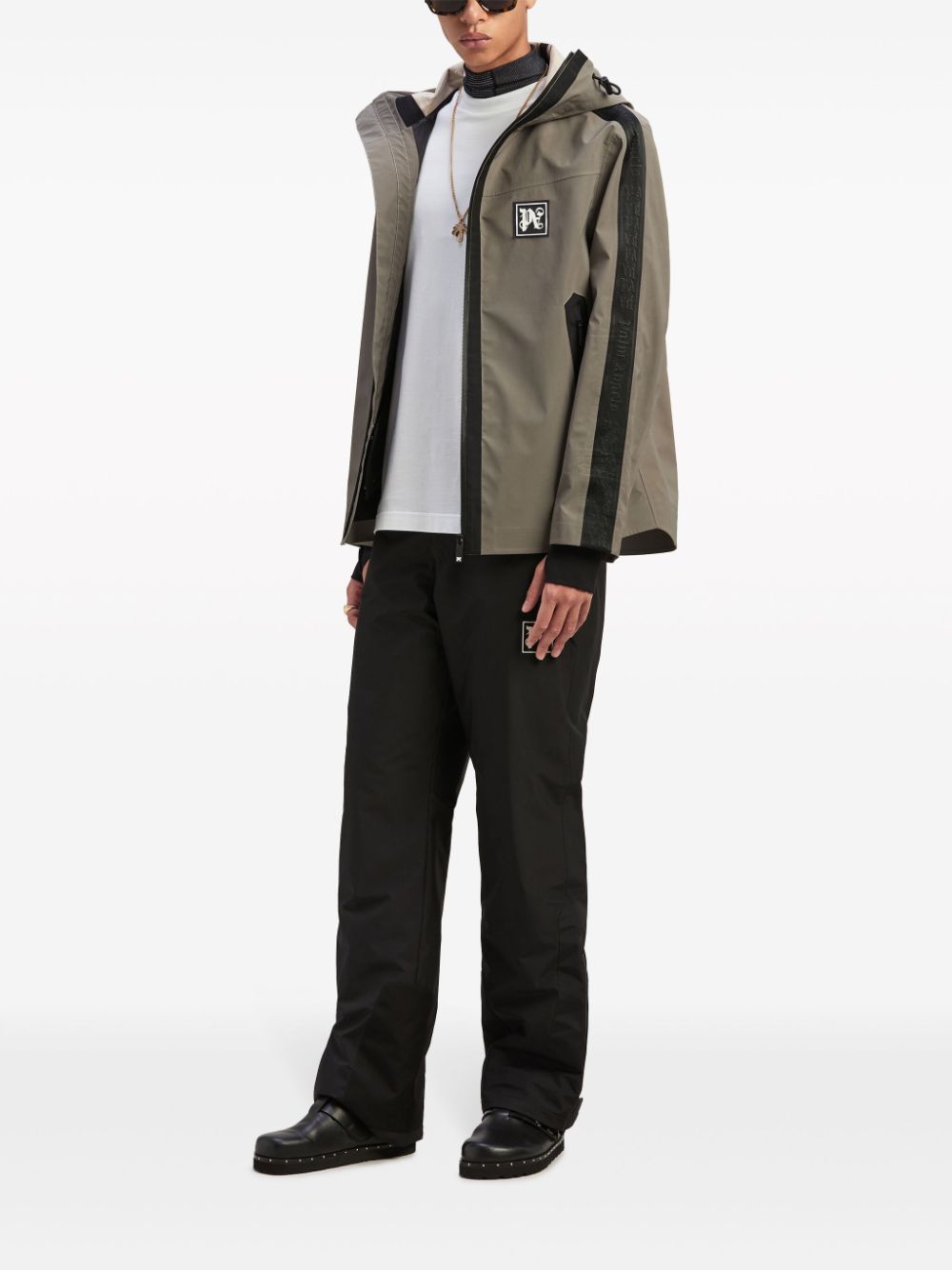 Shop Palm Angels Reflective Hooded Ski Jacket In Grau