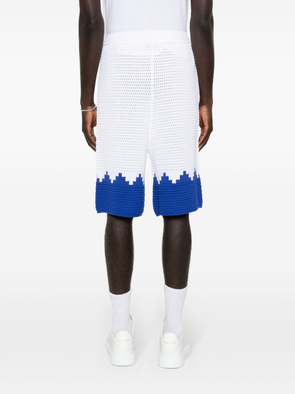 Shop Marcelo Burlon County Of Milan Two-tone Knitted Shorts In White