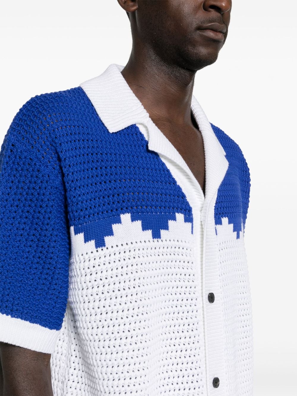 Shop Marcelo Burlon County Of Milan Two-tone Knitted Shirt In White