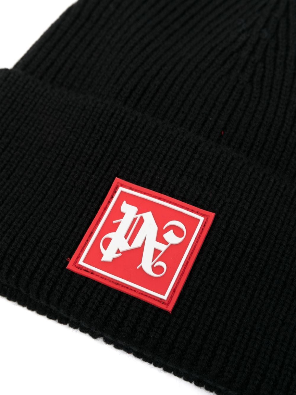 Shop Palm Angels Monogram-appliqué Ski Beanie In Black