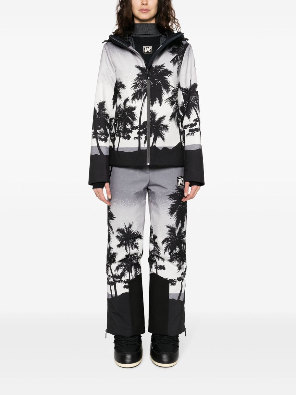 Shop Palm Angels Palms Hooded Ski Jacket In Grey
