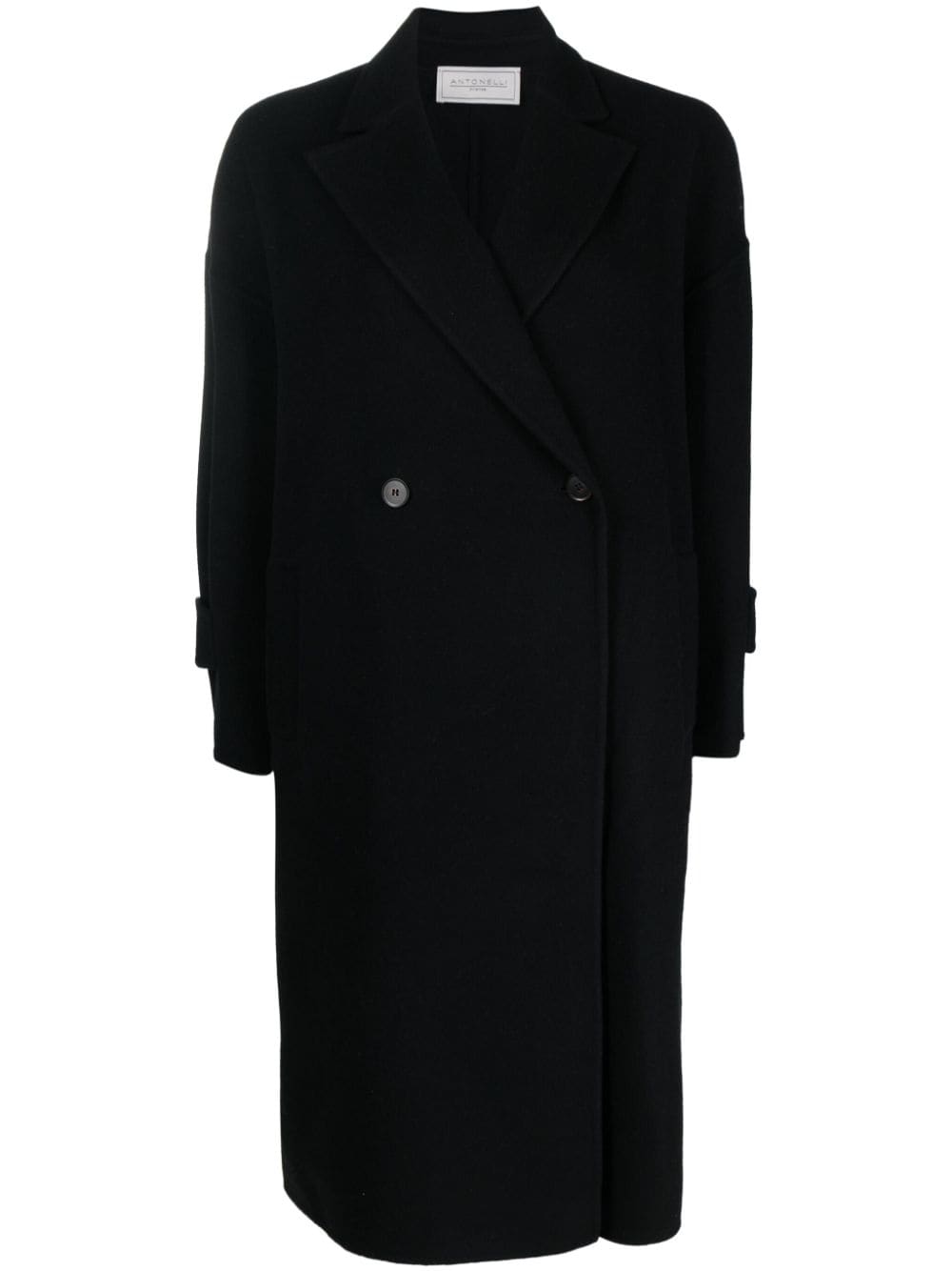 Antonelli Double-breasted Wool Blend Coat In Black