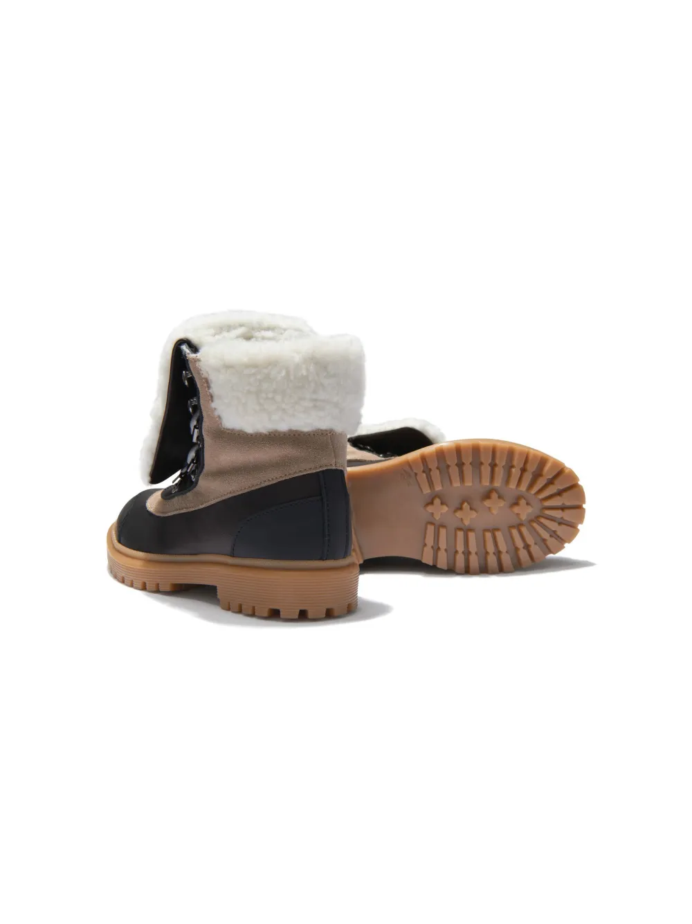 Moncler Enfant Panelled Fleece Leather Boots Farfetch