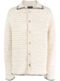 Alanui whipstitch-detail open-knit cardigan - Neutrals