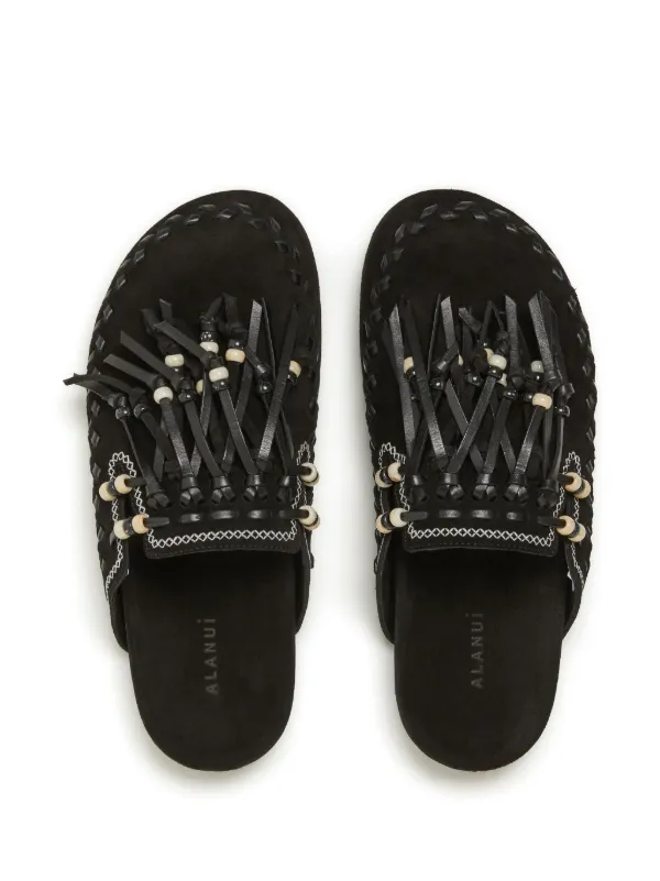 Alanui The Journey Suede Mules | Black | FARFETCH GR