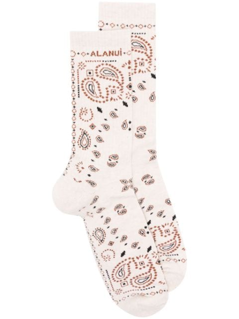Alanui Bandana logo-embroidered ribbed-knit socks