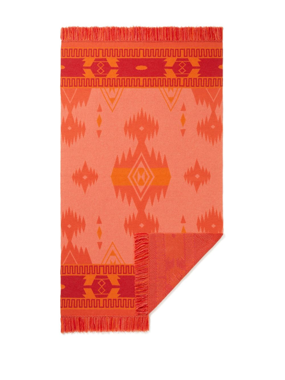 Shop Alanui Icon Jacquard Virgin-wool Blanket In Orange