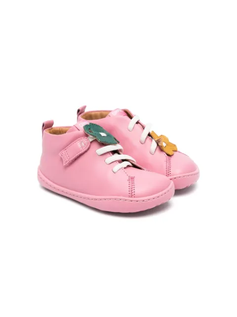 Camper Kids Twins floral-appliqué leather sneakers 