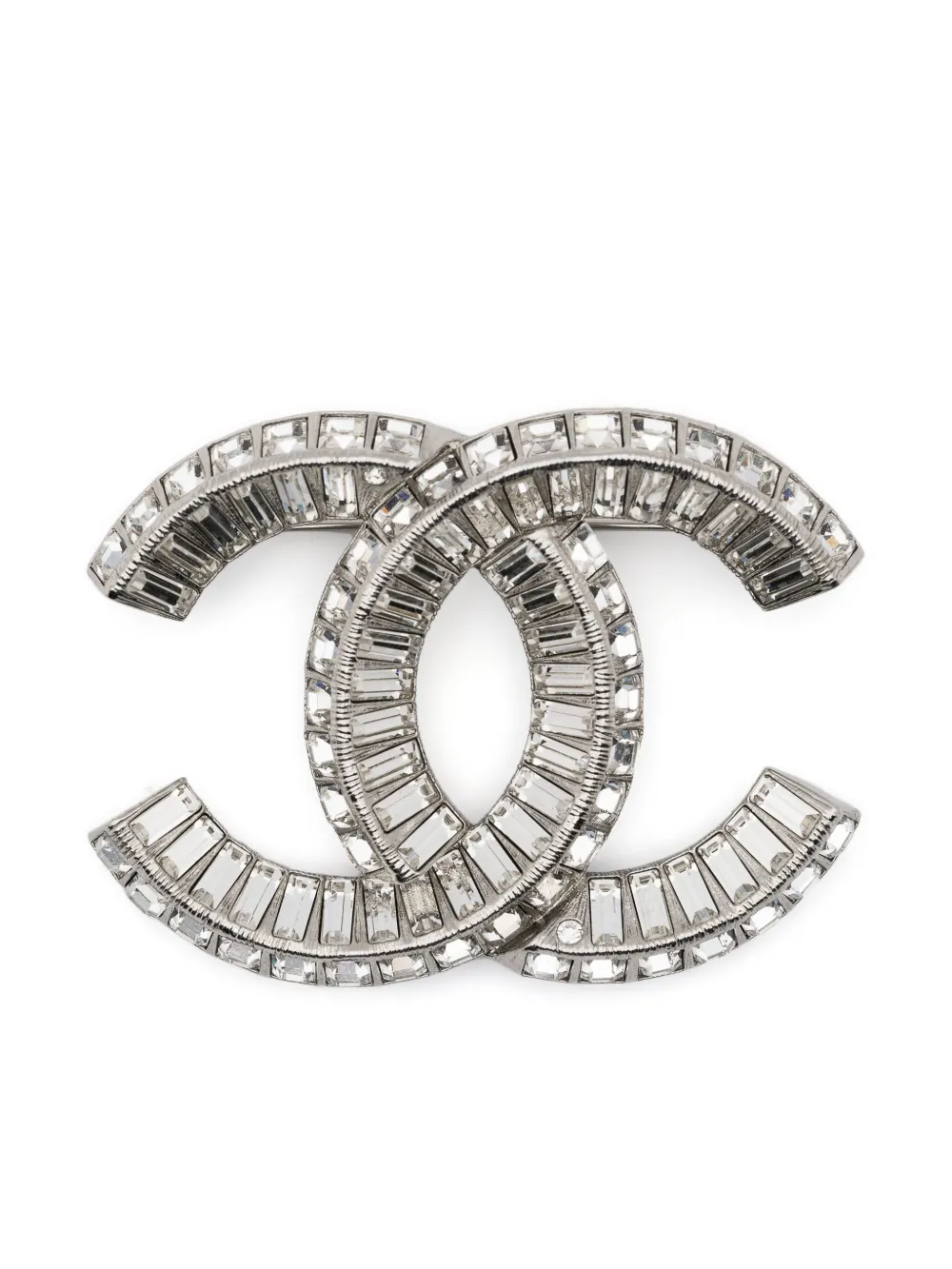 Pre-owned Chanel 2023 Cc Crystal-embellished Brooch In 银色