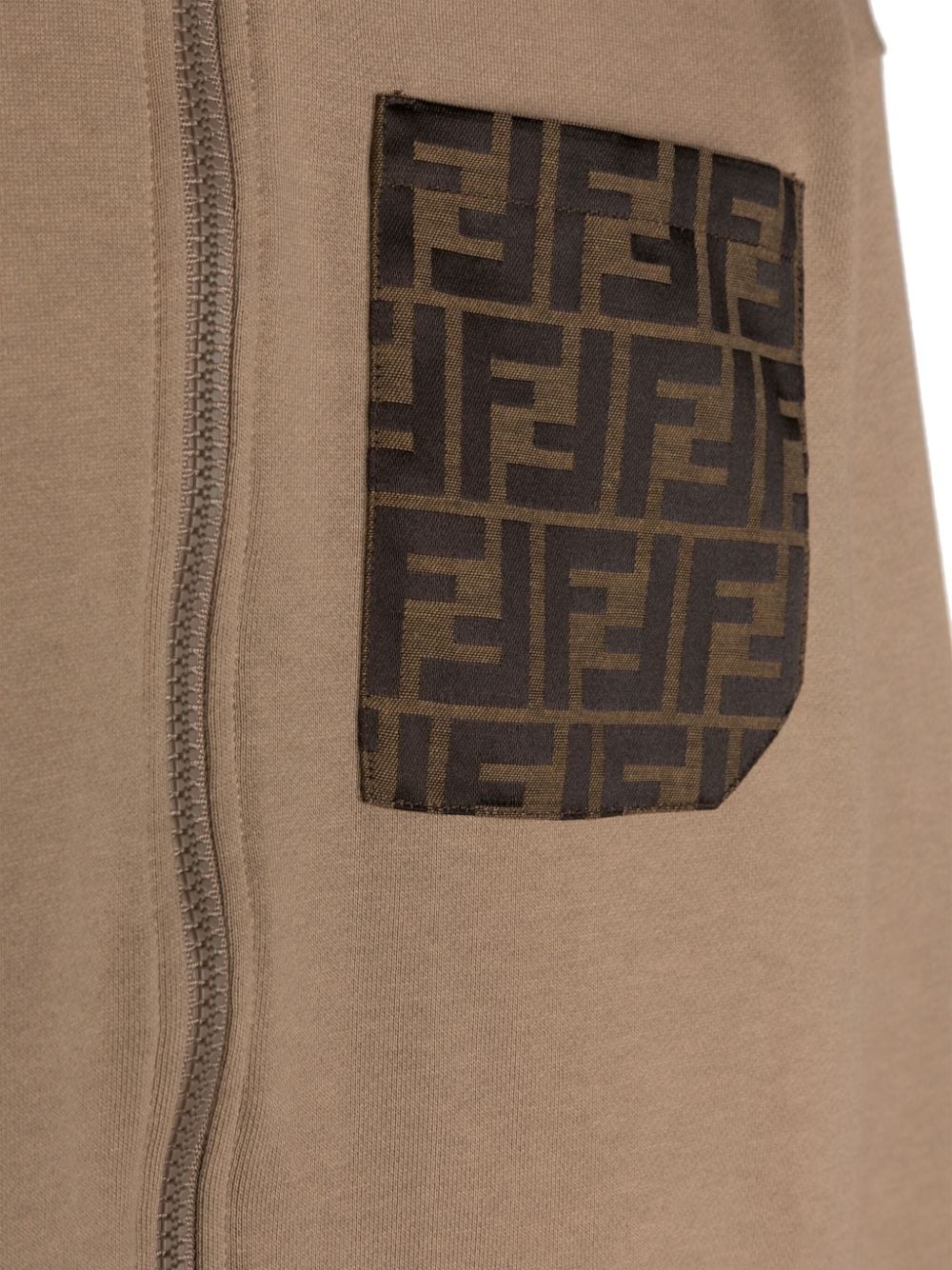 Shop Fendi Ff Logo-jacquard Cotton Hoodie In Brown