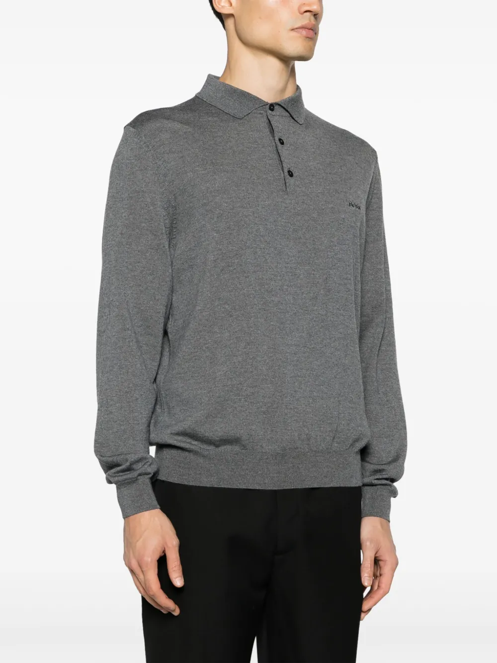 BOSS Poloshirt met geborduurd logo Grijs