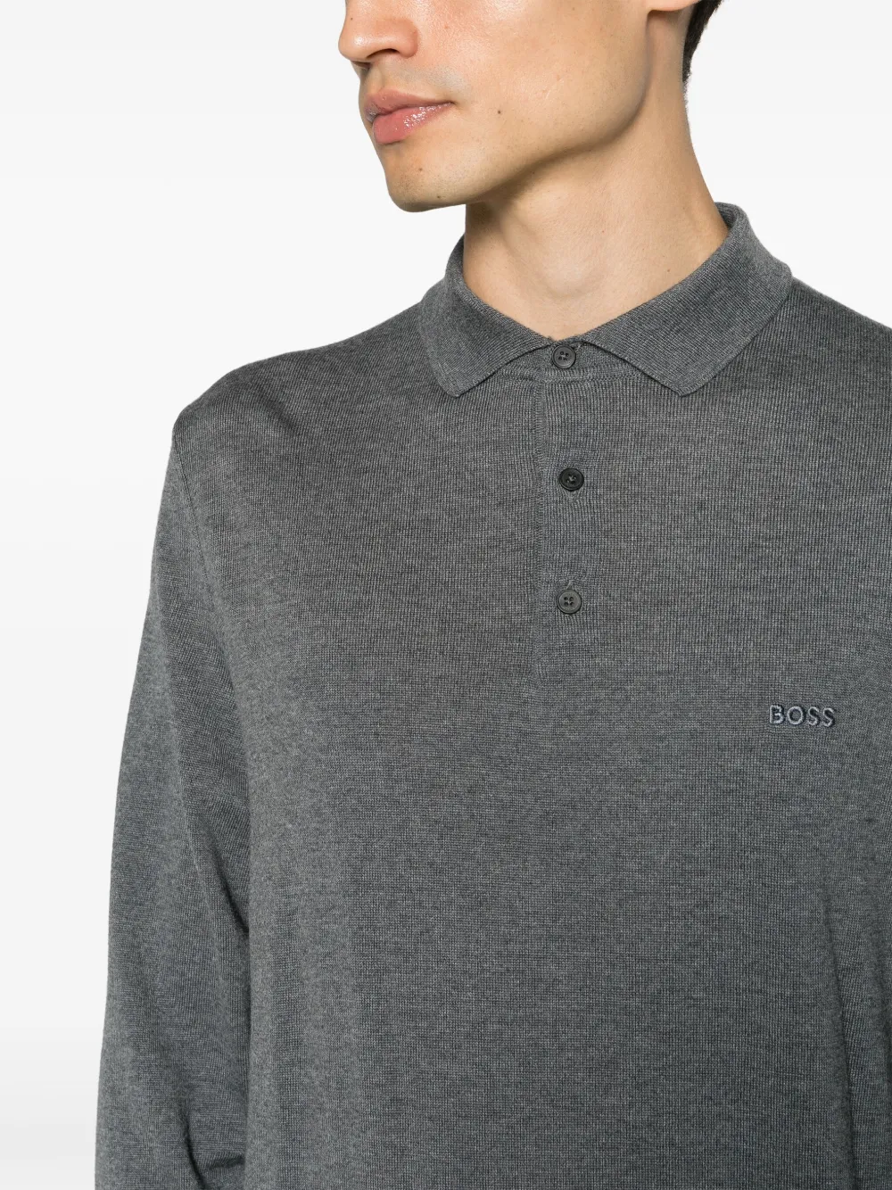 BOSS Poloshirt met geborduurd logo Grijs