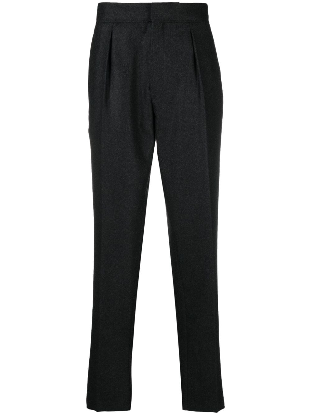 Zegna Felted Tapered-leg Trousers In Grey