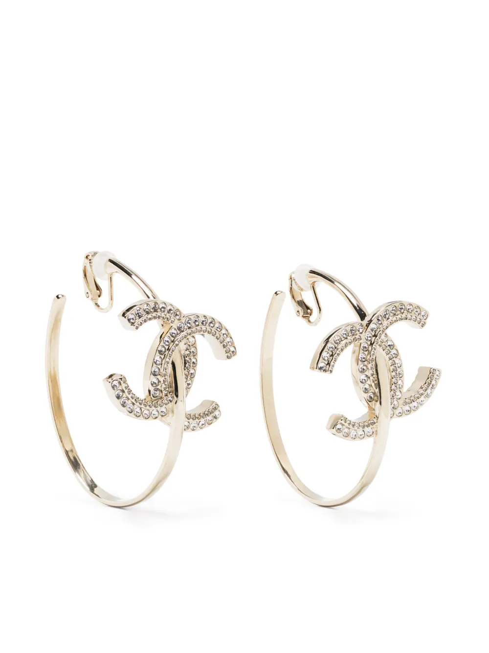 chanel crystal hoop earrings