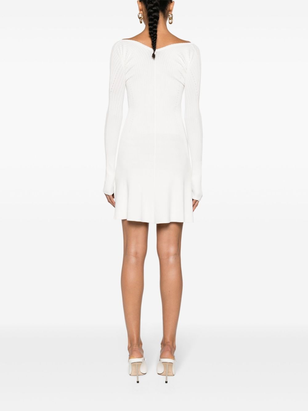 Shop Jacquemus La Robe Ribbed Minidress In White