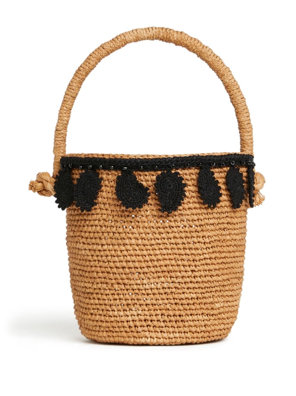 Shop Alanui Paisley-appliqué Raffia Basket Bag In Neutrals