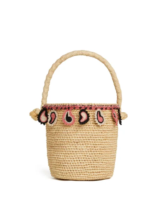 Sac seau en raphia à motif cachemire - Alanui - Modalova