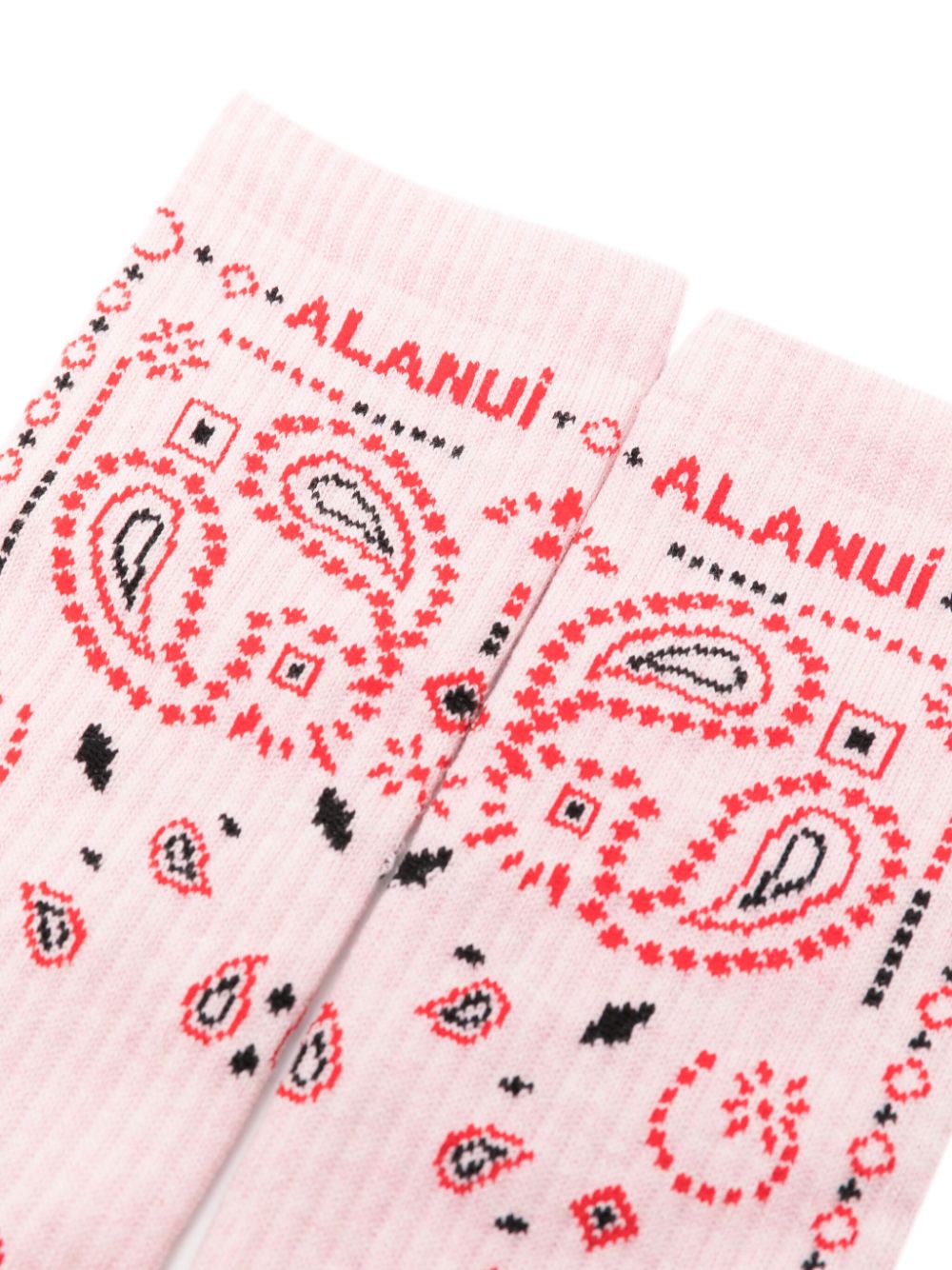 Shop Alanui Bandana Logo-embroidered Ribbed-knit Socks In Pink