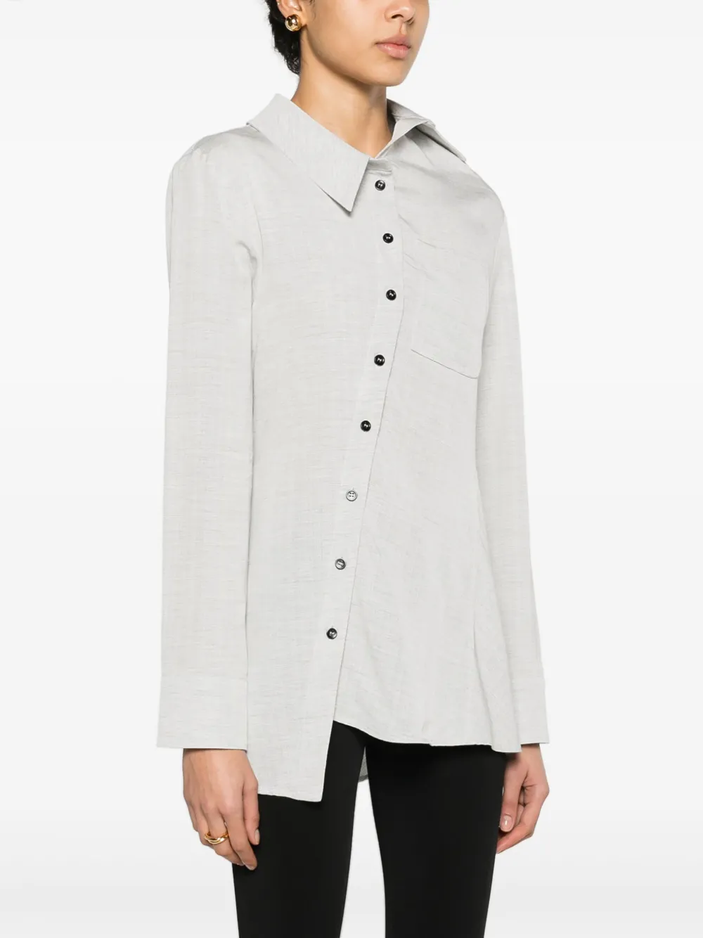 Shop Jacquemus La Chemise Pablo Asymmetric Shirt In Grau