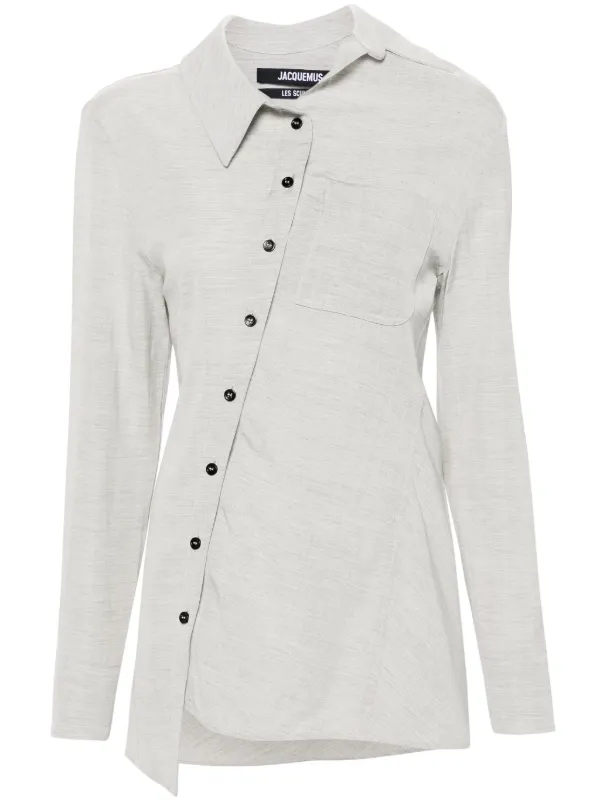 Jacquemus La Chemise Pablo Asymmetric Shirt | Grey | FARFETCH AU