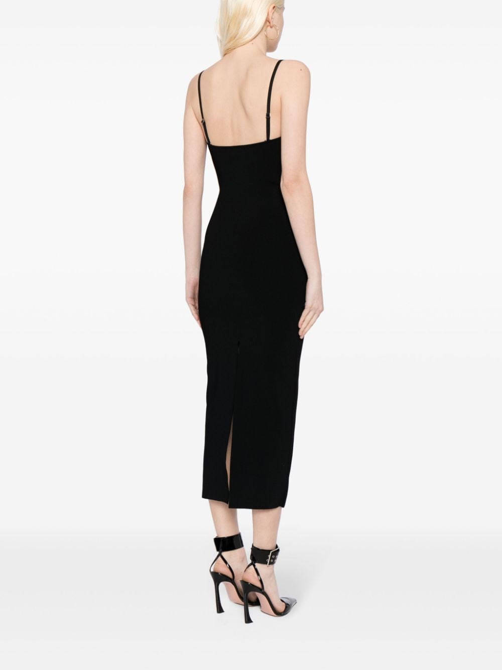 Shop Galvan Looped-ribbon Midi Dress In Black