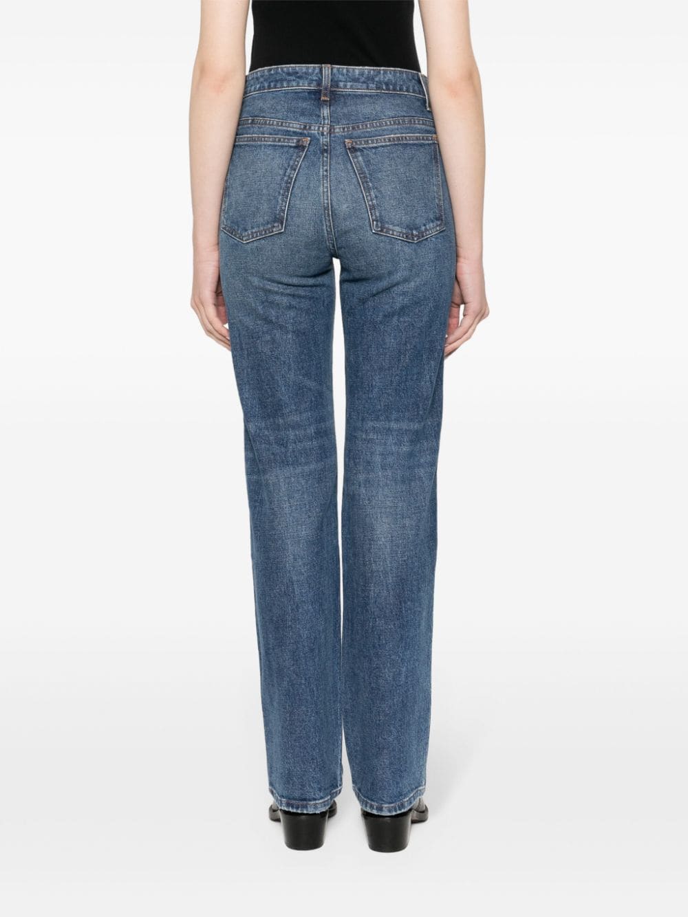 Shop Khaite The Danielle High-rise Slim Jeans In Blue