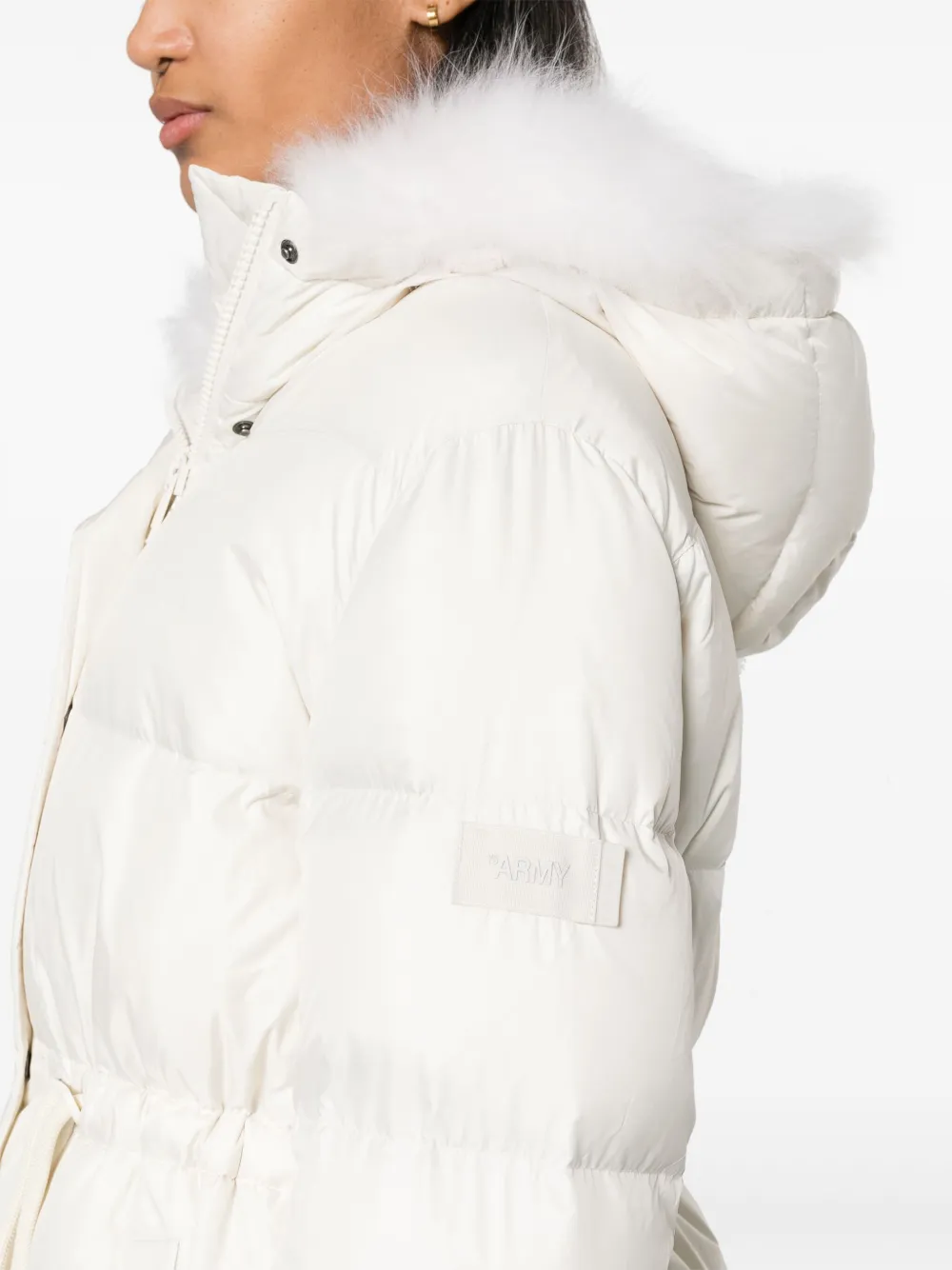 Shop Yves Salomon Hooded Puffer Jacket In Neutrals