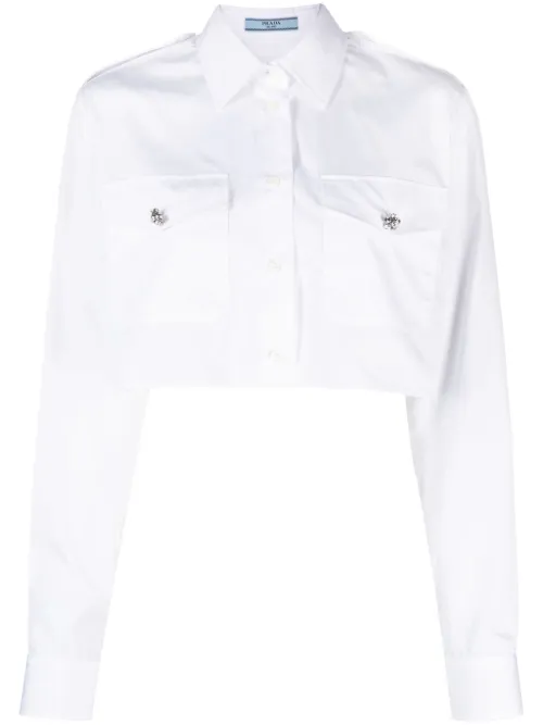 Chemise crop à ornements en cristal - Prada - Modalova