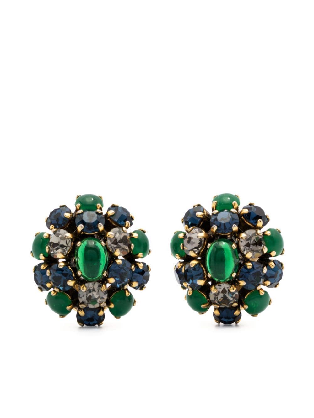 Pre-owned Dior 1964  Crystal-embellished Earrings In 绿色