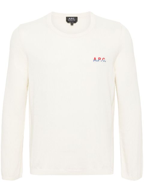 A.P.C. logo-embroidered cotton jumper Men