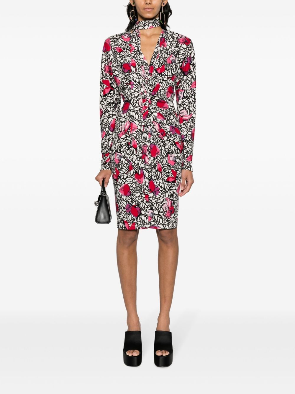 DVF Diane von Furstenberg Miley jurk met bloemenprint - Zwart