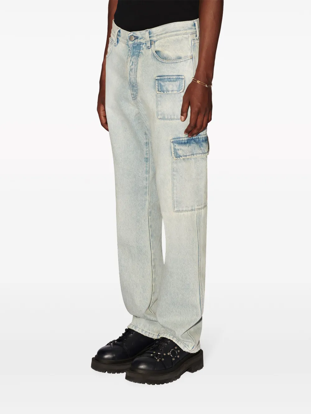 Shop Ambush Straight-leg Cargo Jeans In Blue