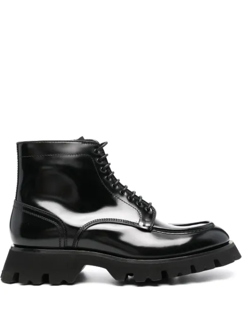 Santoni lace-up leather ankle boots