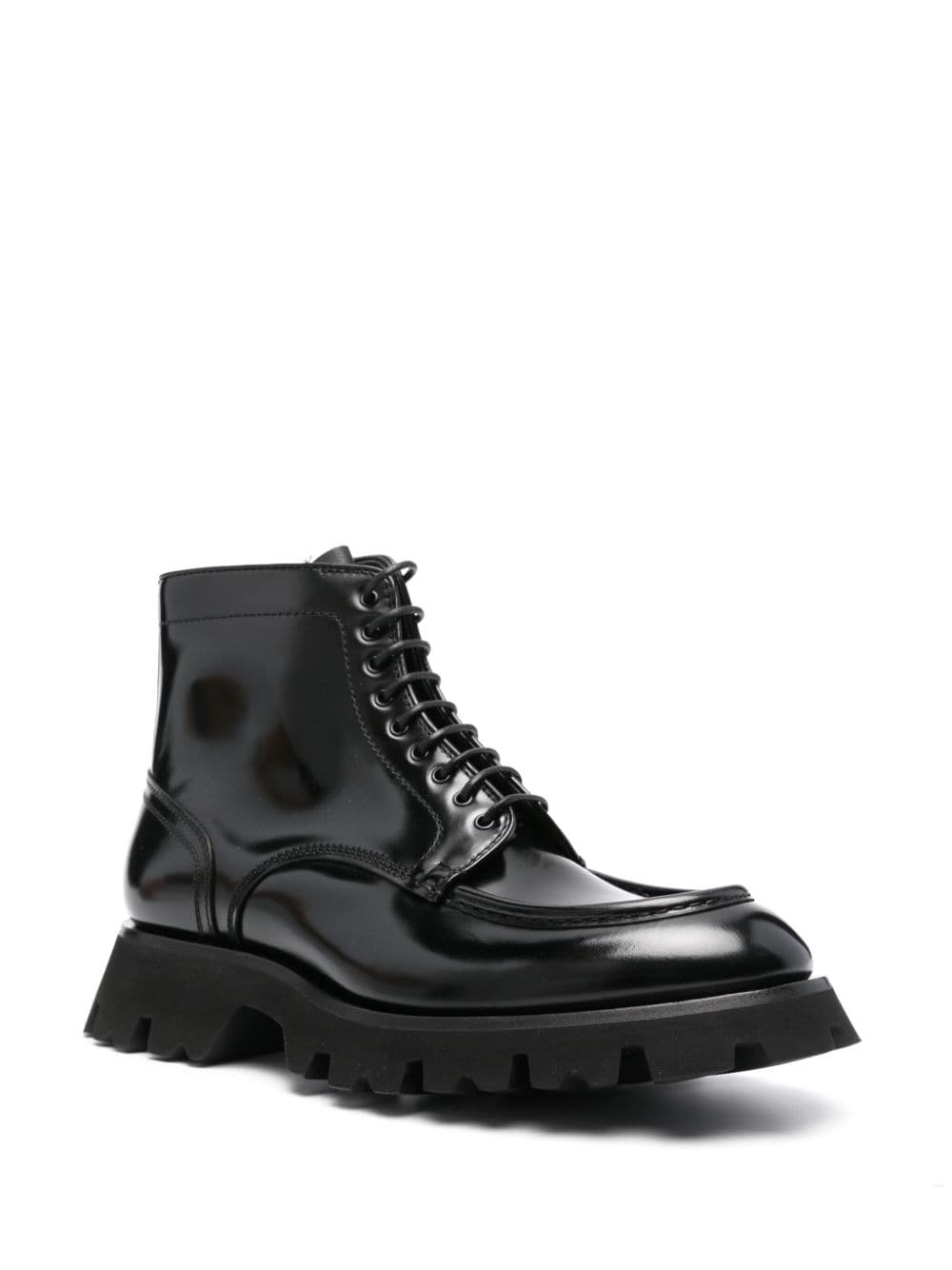 Santoni lace-up leather ankle boots - Zwart
