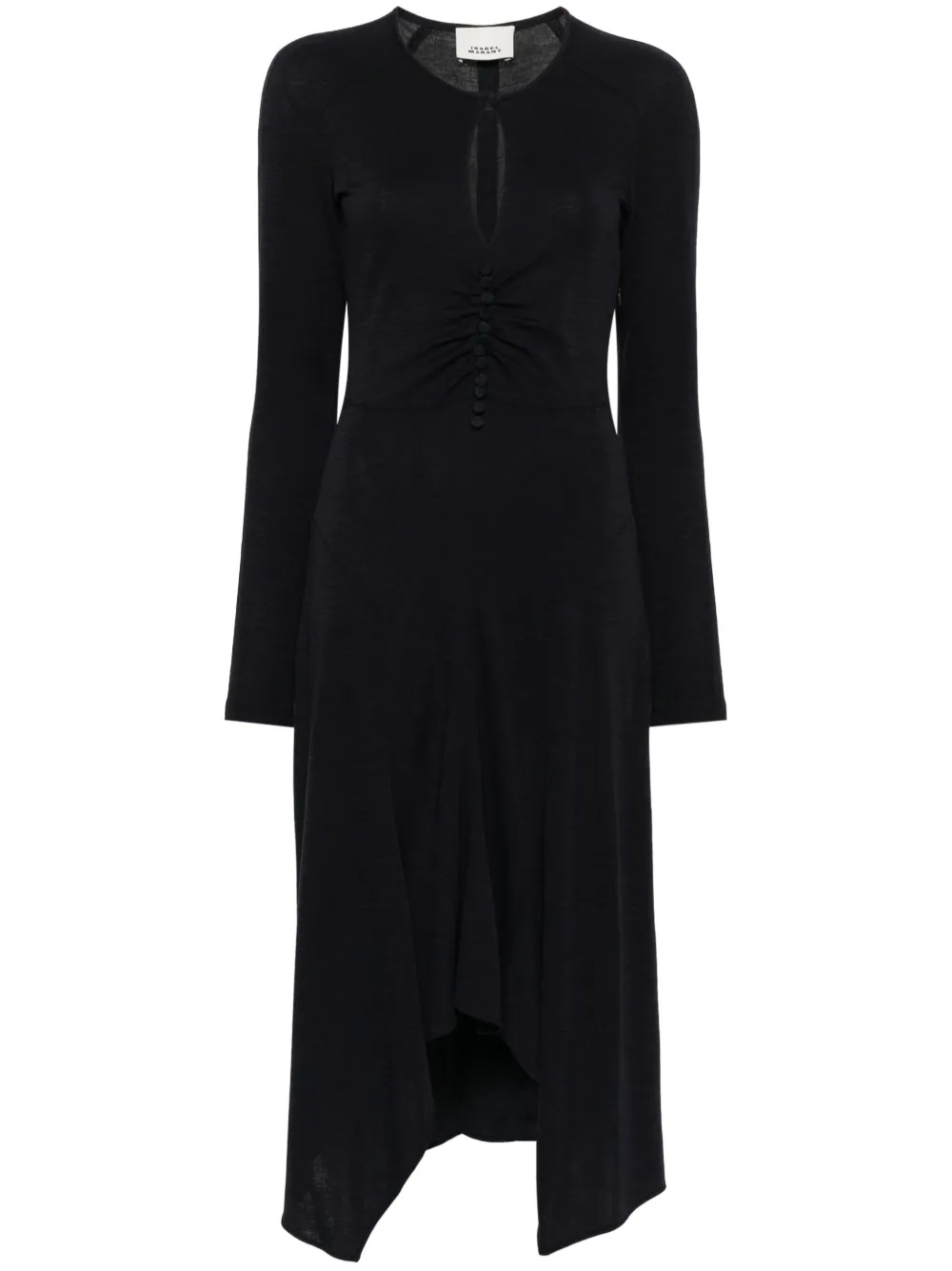 keyhole-neck midi dress