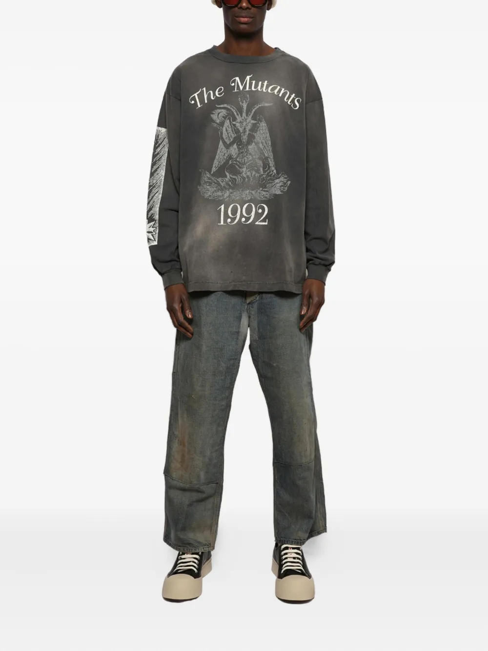 SAINT MXXXXXX T-shirt met grafische print en lange mouwen Grijs