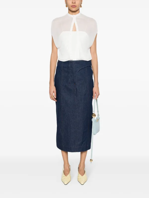 Jacquemus La Jupe de-Nimes Obra Denim Midi Skirt | Blue