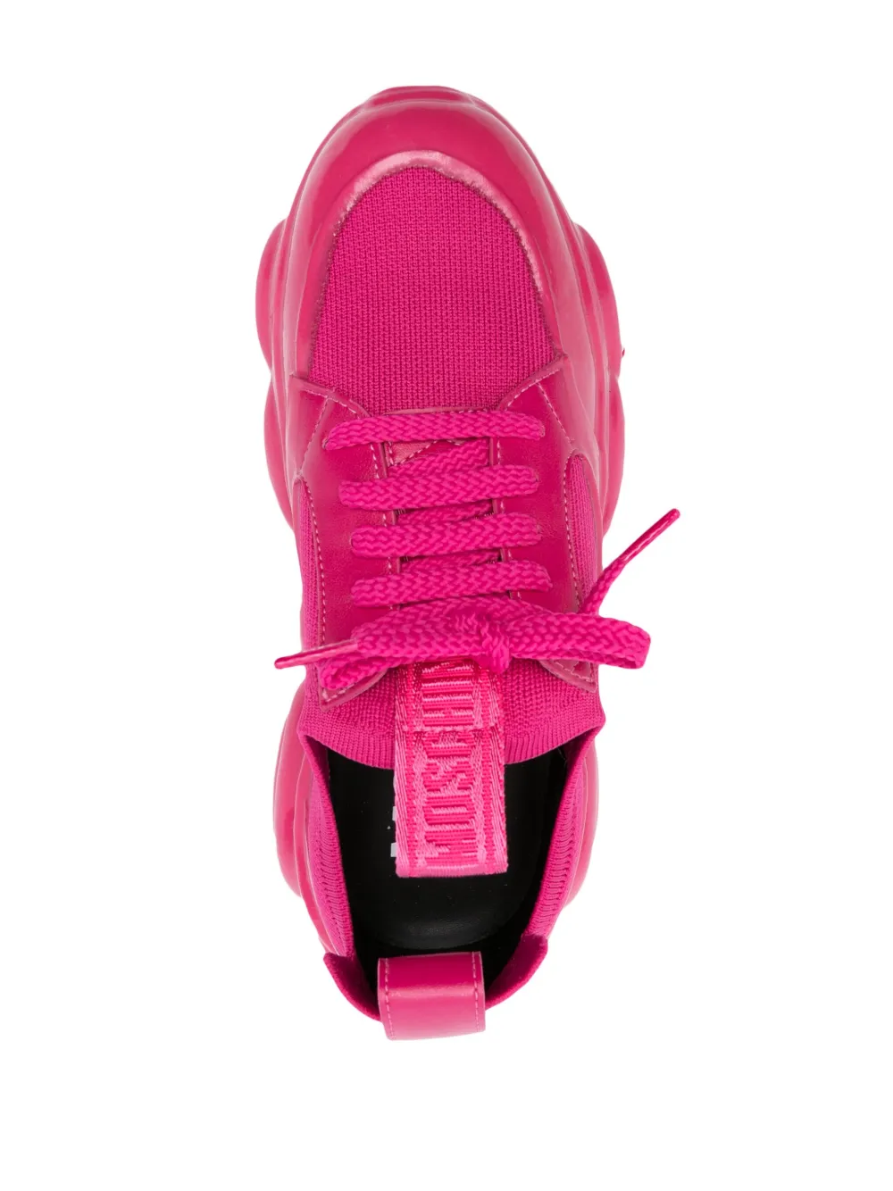 Shop Moschino Logo-patch Leather Sneakers In Pink