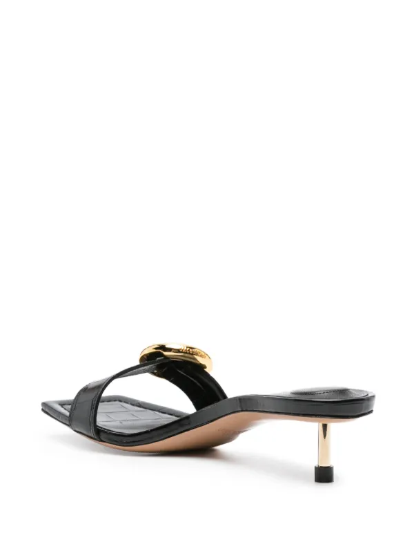 サンダル・ミュール JACQUEMUS LES SANDALES REGALO Les Sandales Regalo croc-effect leather sandals in green