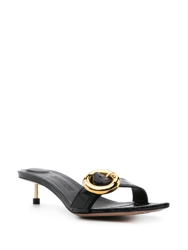 サンダル・ミュール JACQUEMUS LES SANDALES REGALO Les Sandales Regalo croc-effect leather sandals in green