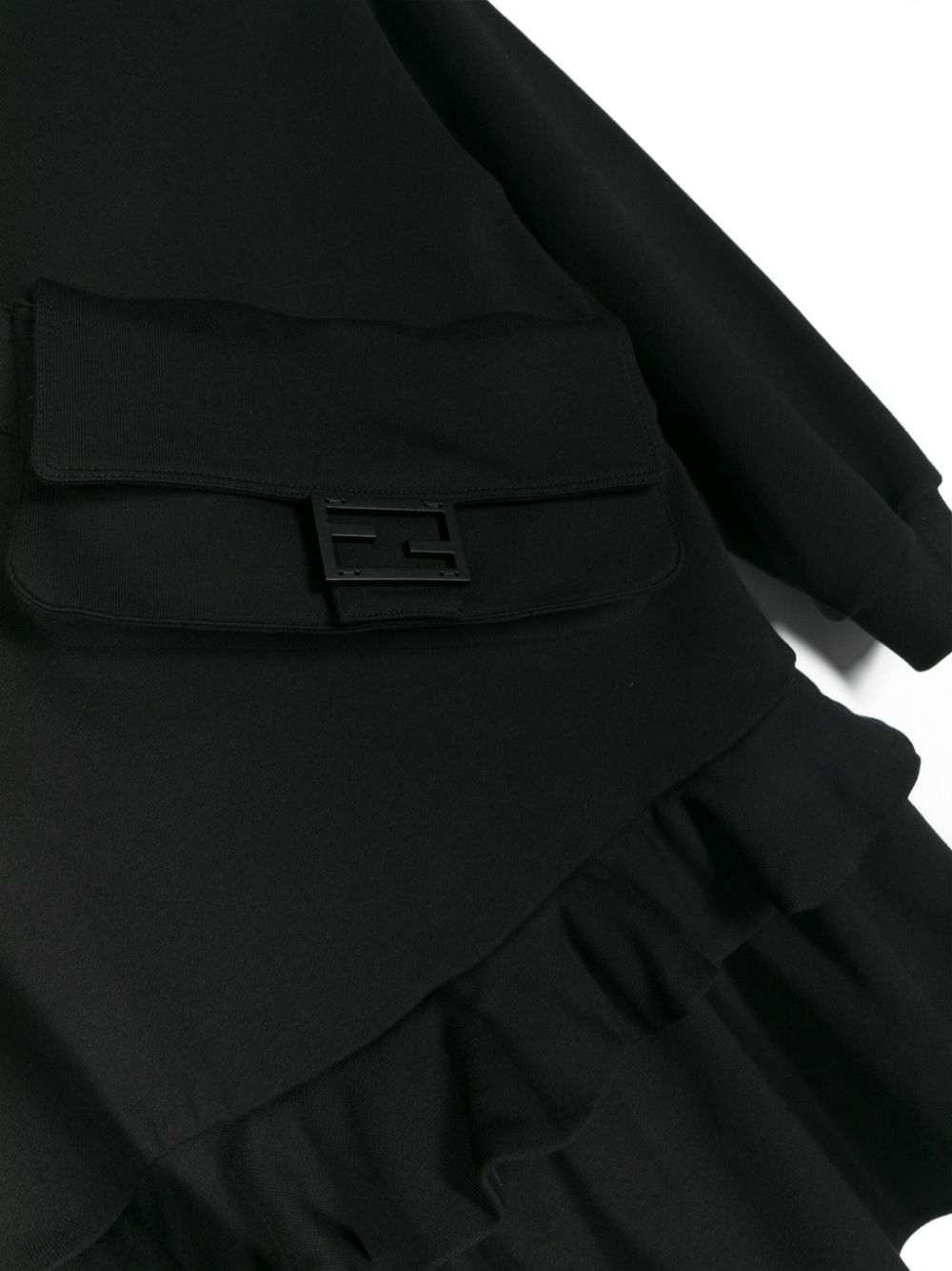 Fendi Kids Katoenen jurk met logoplakkaat Zwart