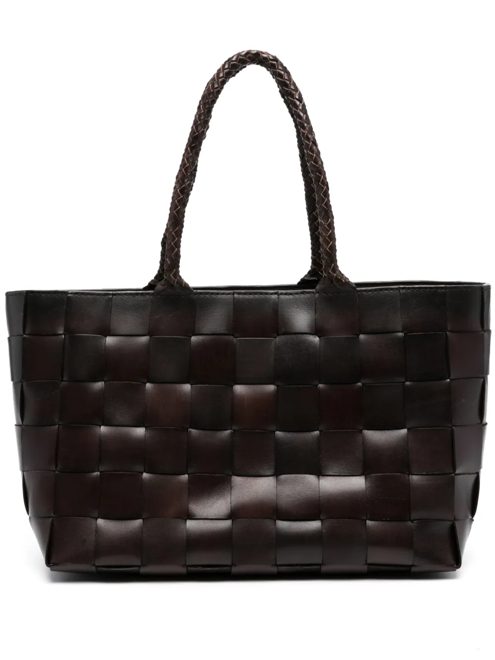 Dragon Diffusion Interwoven Leather Tote Bag In Brown