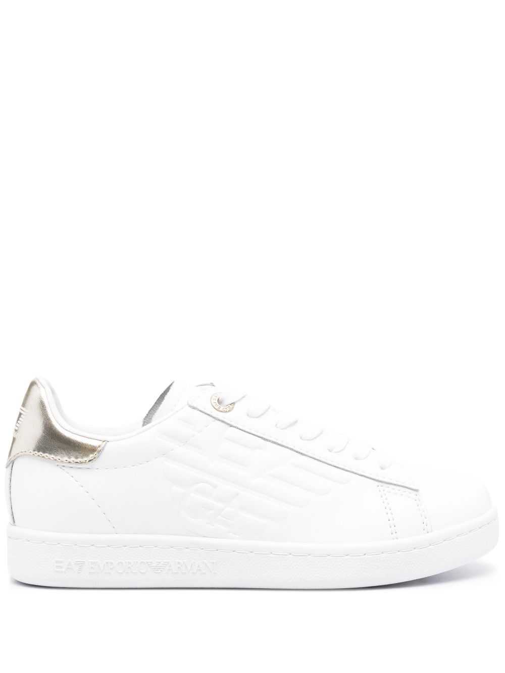 Ea7 Emporio Armani 30mm Logo Embossed Leather Sneakers Farfetch 8537