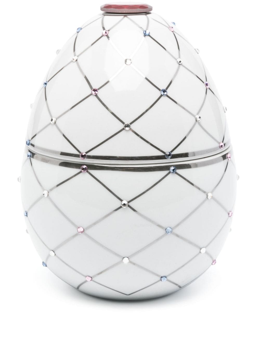 Ladenac Premium Egg Rhinestone-embellished Candle In White