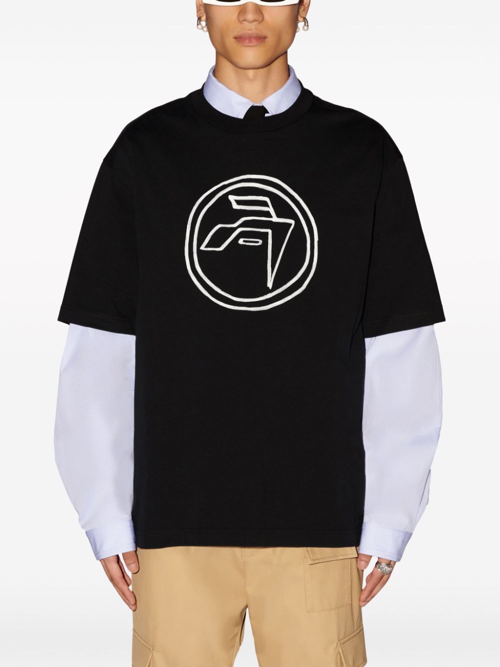 Shop Ambush Emblem-print Organic-cotton T-shirt In Black