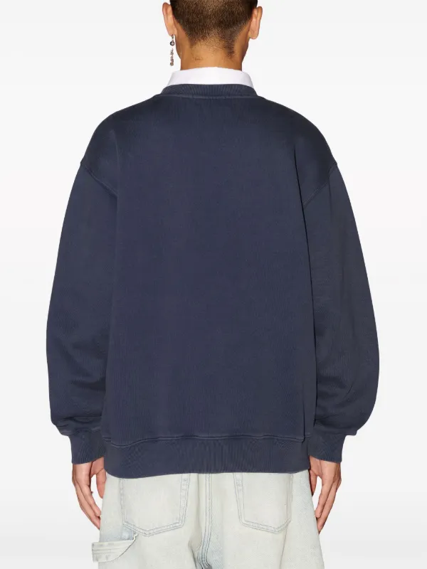 VIP【関税送料無料】希少 Ambush Crewneck cotton sweatshirt AMBUSH logo-embroidered organic-cotton Sweatshirt | Blue