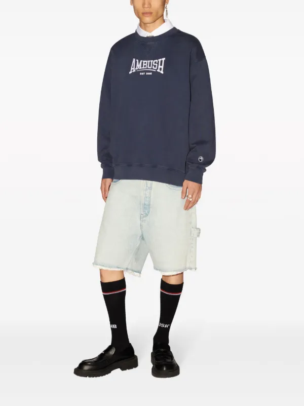 AMBUSH logo-embroidered organic-cotton Sweatshirt | Blue