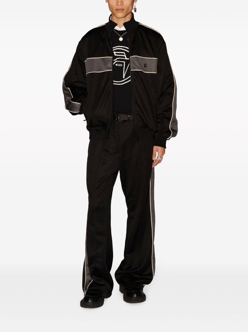 Shop Ambush High-neck Striped Track Jacket In Black