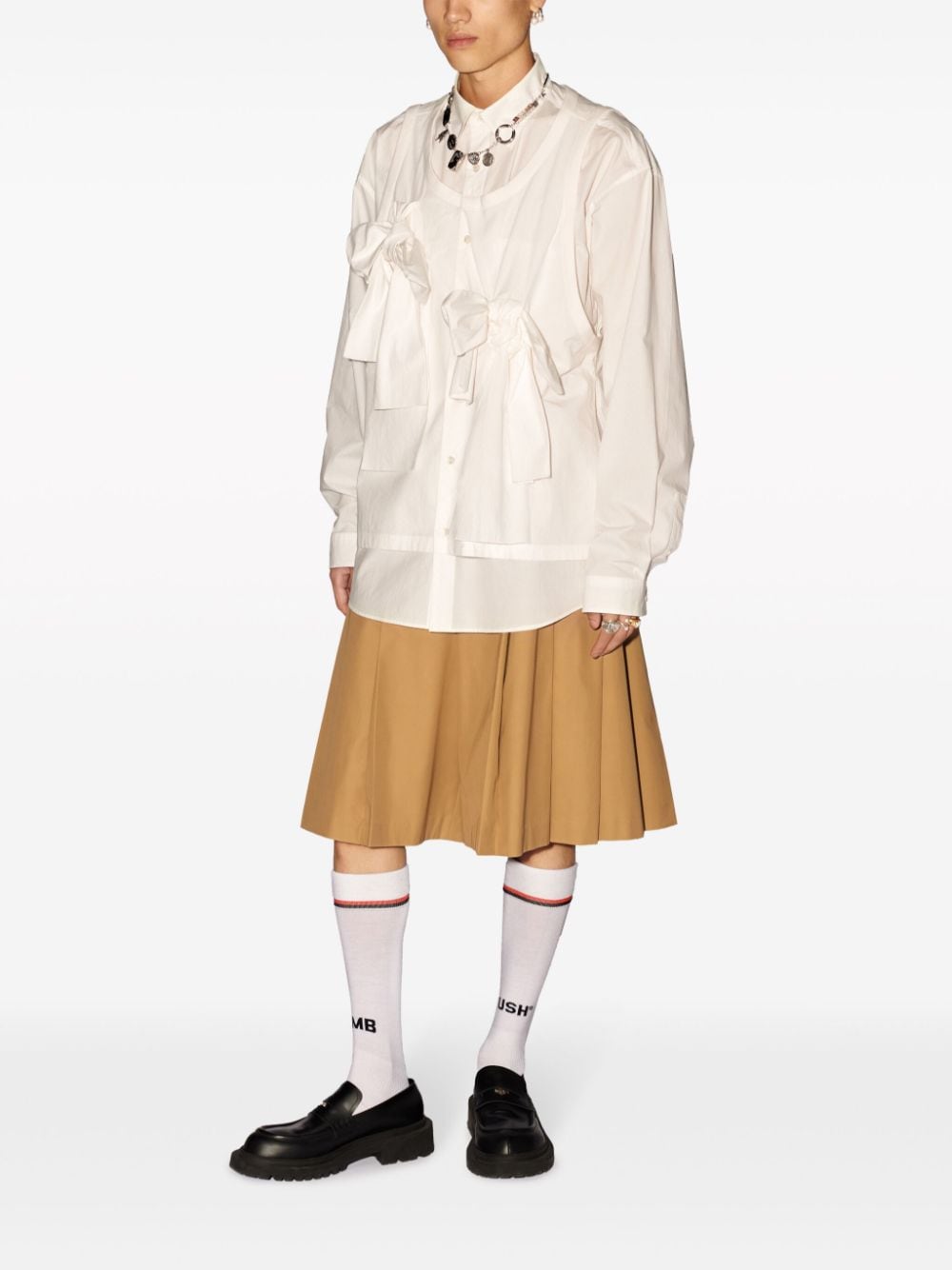 AMBUSH Katoenen overhemd verfraaid met strik Wit